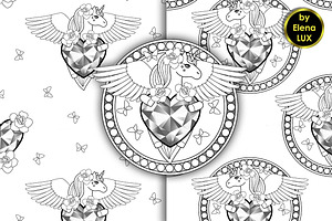 Unicorn Tattoo Seamless Patterns