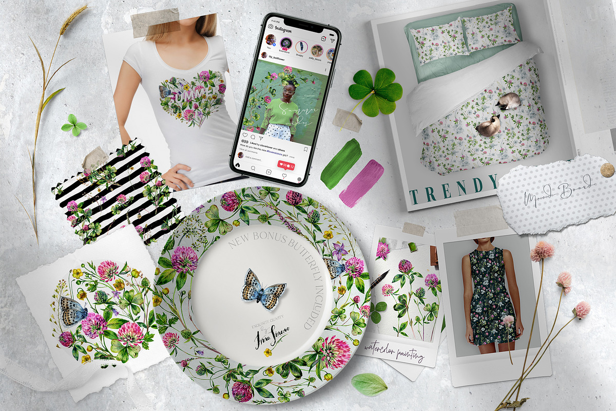 SUMMER CLOVER Watercolor Wildflowers, an Illustration by Inna Sinano (Photo 8 of 17)