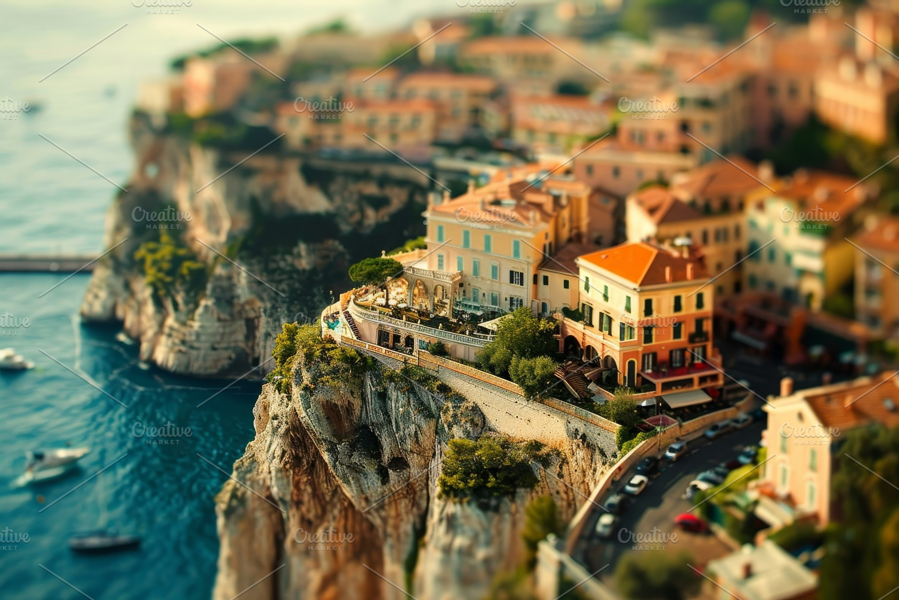 Colorful houses line the cliffs of a, a Photo by Tanuart