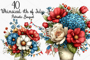 4th of July Patriotic Bouquet, a Seasonal Illustration by Canvas Craft
