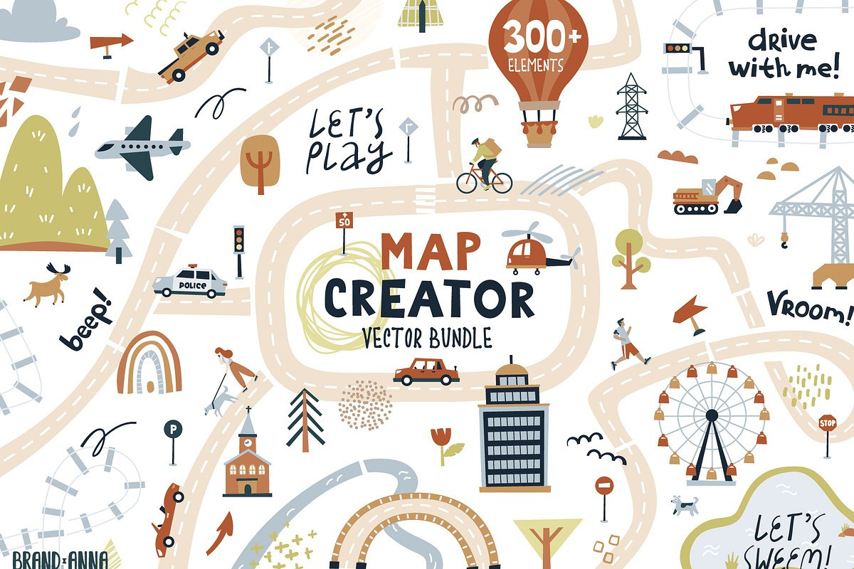 Map Creator Vector Bundle, an Animal Illustration by Brandianna (Photo 1 of 16)