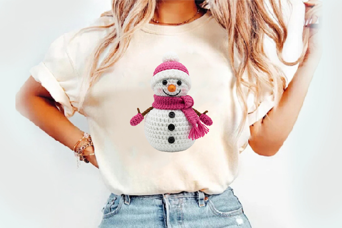 Crochet Faux Yarn Christmas Snowman, an Illustration by Watercolor design (Photo 2 of 3)