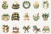 Plaid Green Christmas Clipart, an Illustration by NadiaTheronArt (Thumbnail 2 of 5)