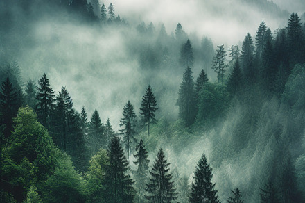 Misty mountain landscape stock photo, a Nature Photo by Virgo Studio