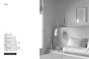 Bed with Patterned Headboard Mockup, a Household Mockup by creatsy5 (Thumbnail 3 of 5)