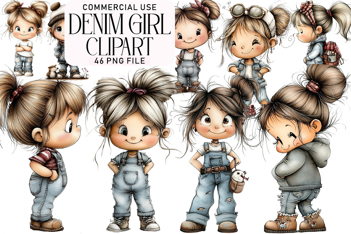Denim Girl Clipart, an Illustration by Daily.Designs (Photo 1 of 5)