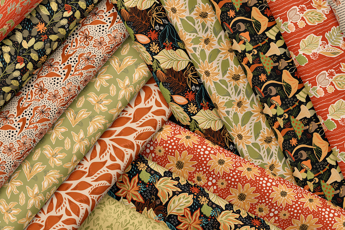 Hand drawn Autumn floral patterns, a Pattern Graphic by Tani Kuzminka (Photo 13 of 27)