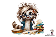 Cute Ferret with Books PNG Bundle, a Graphic by Clipart Bloom (Thumbnail 3 of 12)