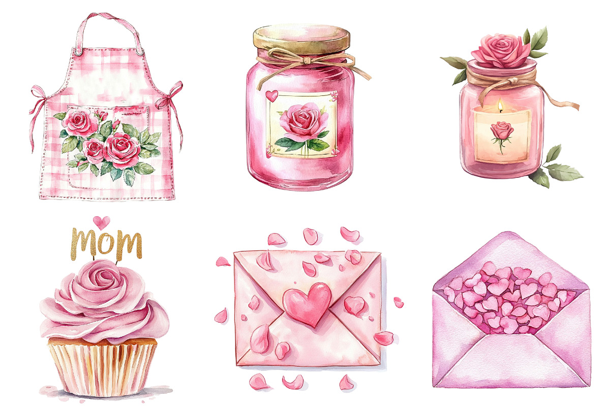Romantic Mothers Day Clipart, an Illustration by Watercolor design (Photo 4 of 10)
