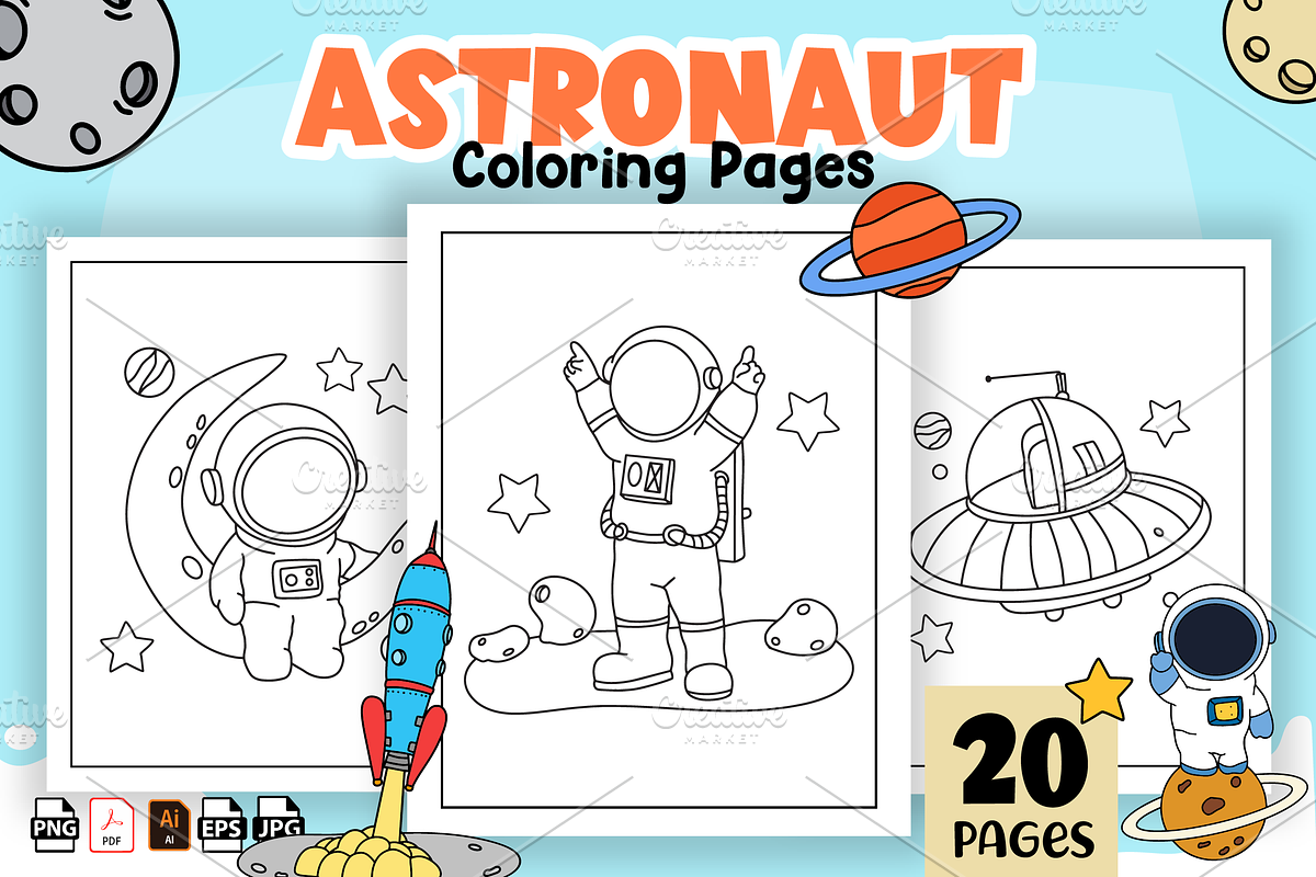 Space & Astronaut Coloring Pages, a Technology Illustration by Sultana177 (Photo 1 of 3)