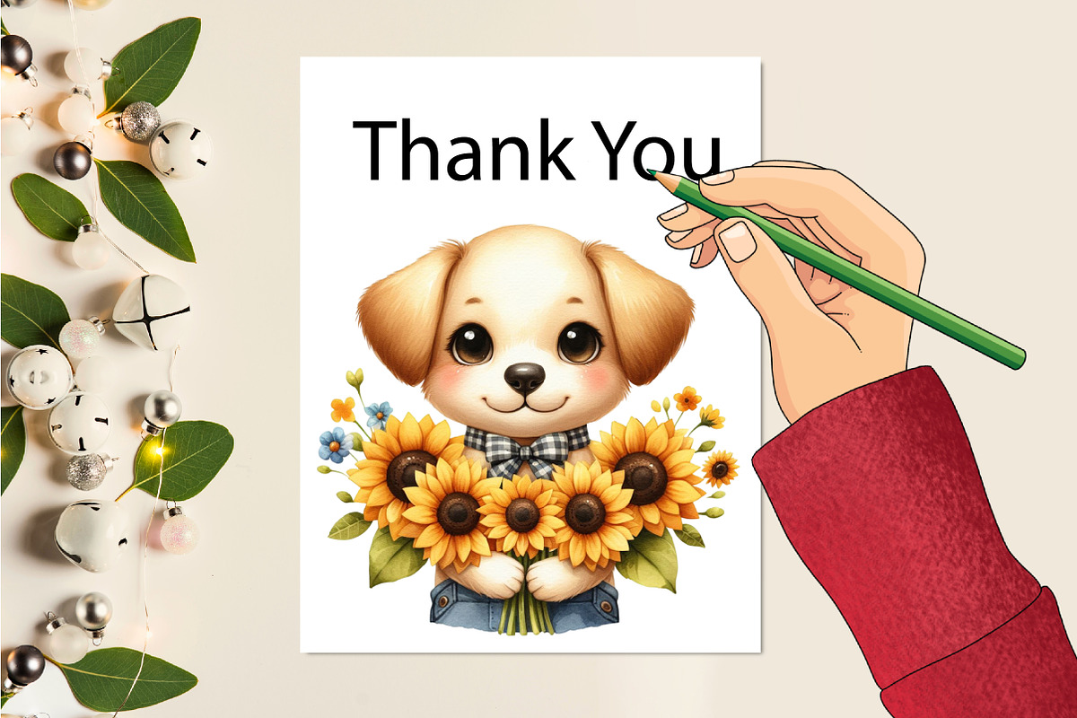 Watercolor Animals Sunflowers PNG, an Illustration by CraftArtStudio (Photo 3 of 3)