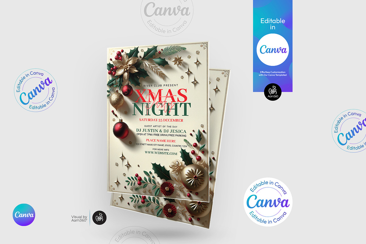 Christmas Party Flyer Template, a Flyer Template by Aam360 (Photo 3 of 3)