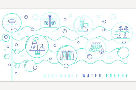 Water energy concept. Editable vecto