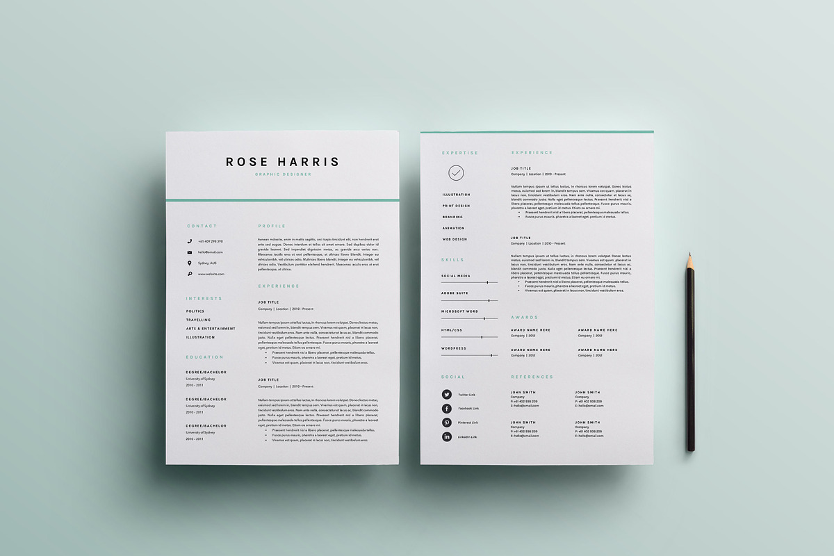 3 Page Resume Template | INDD + DOCX, a Resume Template by BlackDotResumes (Photo 3 of 6)