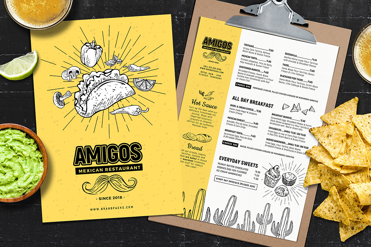 Mexican Menu Template, a Flyer Template by BrandPacks