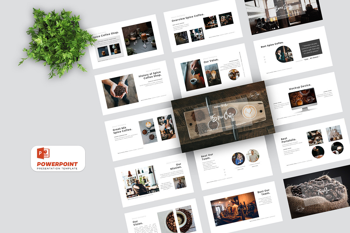 Spice Coffee PowerPoint Presentation, a Presentation Template by Glowin_studio (Photo 1 of 4)