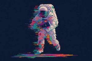 Colorful space astronaut run, a Photo by Beautiful things