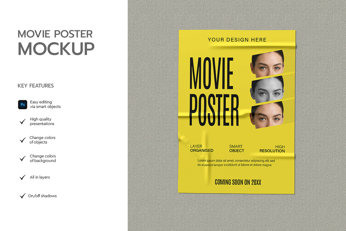 Wrinkled Film Movie Poster Mockup, a Product Mockup by graphypix (Photo 2 of 4)