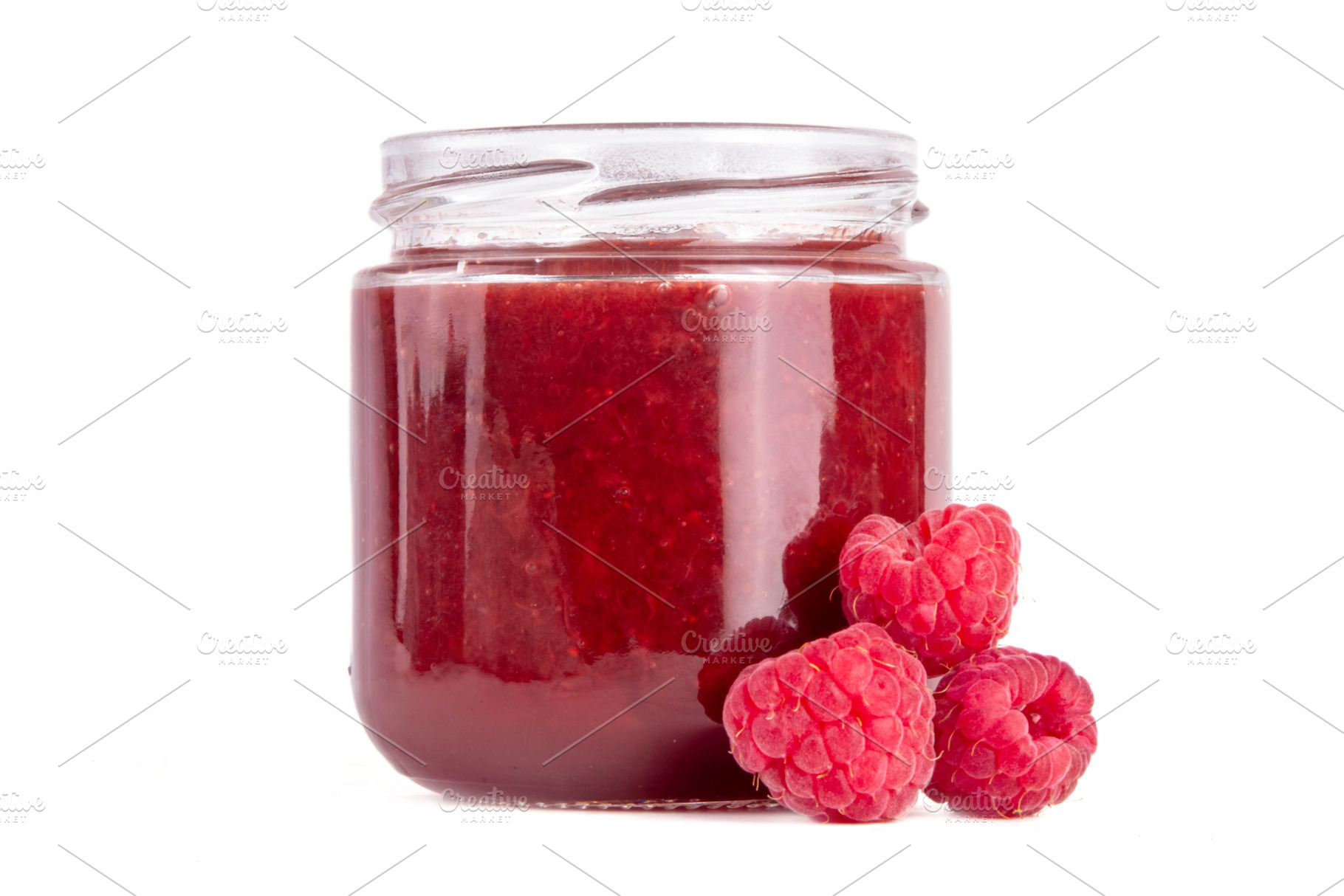 Raspberry in small jar, a Food & Drink Photo by Rimma