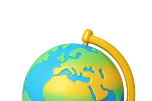 Globe on stand showing colorful cont, an Illustration by Dvoevnore photos