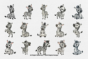 15 Bundle Watercolor Cute Zebra Wild, an Animal Illustration by Morspective (Thumbnail 8 of 8)