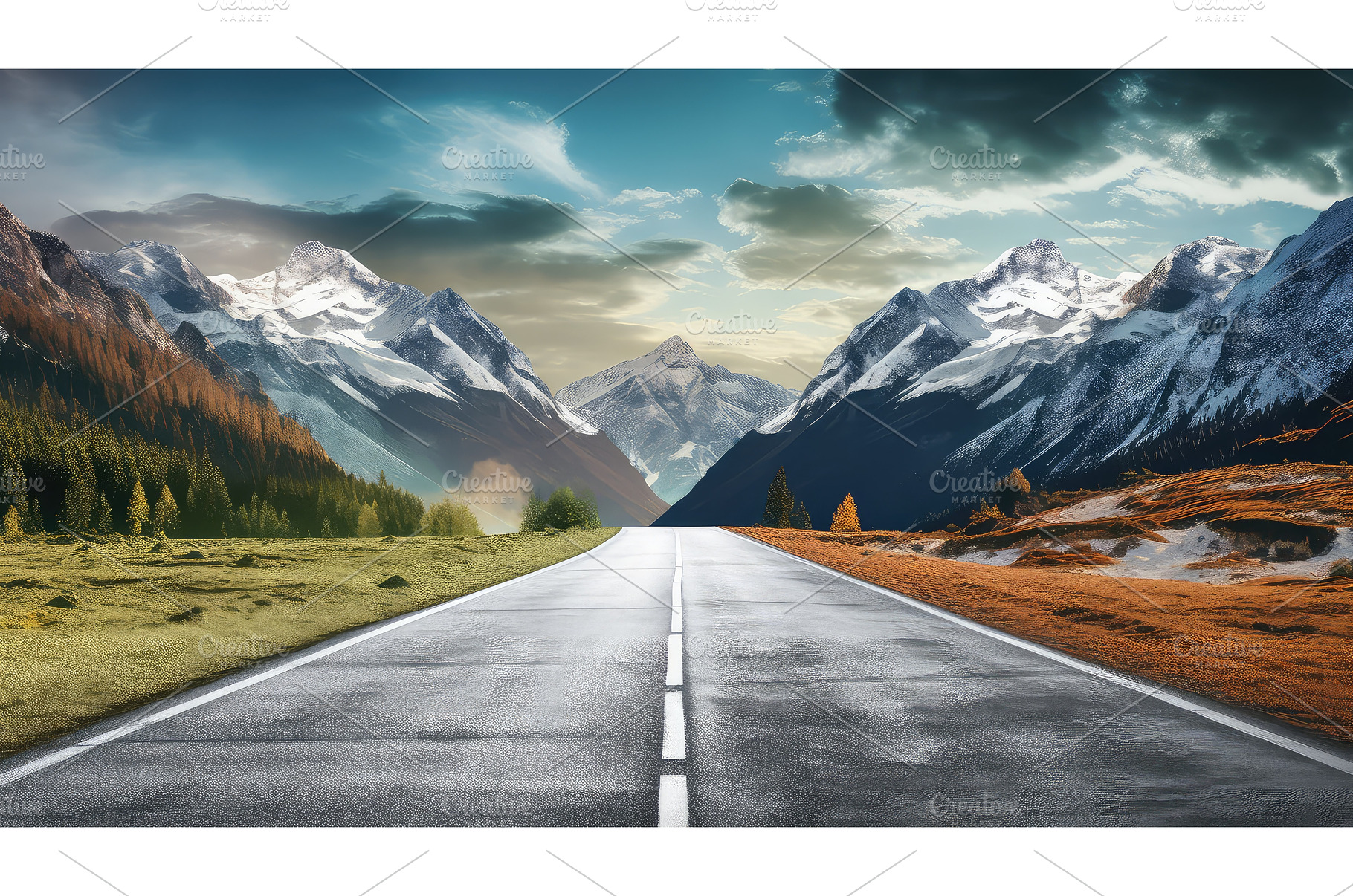 landscape outdoor road background ai, an Animal Photo by pikepicture