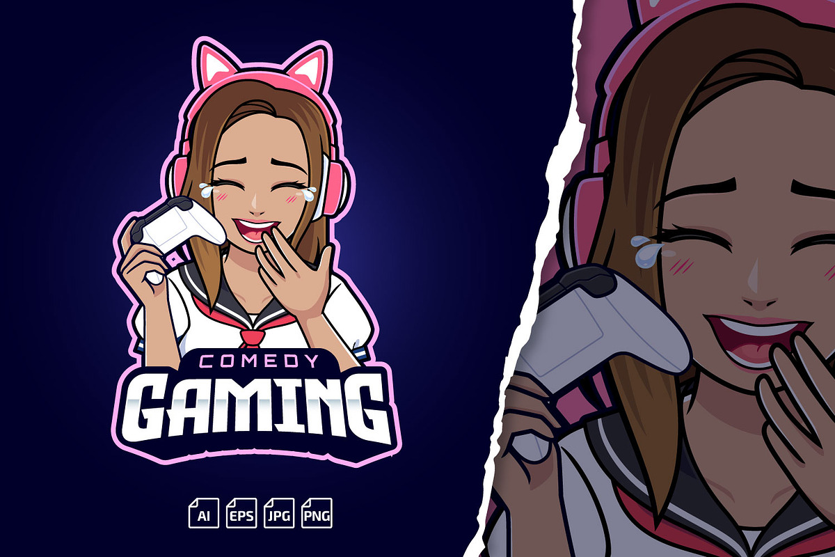 Pretty Brown Gamer Girl Logo