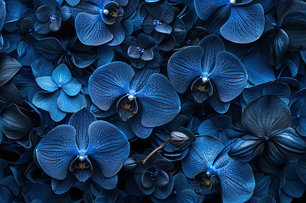 Close-up of vibrant blue orchids wit, a Photo by LOGOCREATIVE