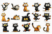 Whimsical Funny Cat PNG Bundle, a Seasonal Illustration by Craft Nest (Thumbnail 6 of 6)