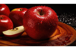 board red apple fruit ai generated, a Food & Drink Photo by pikepicture