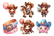 Kawaii Cowgirl Clipart Bundle, an Illustration by Daily.Designs (Thumbnail 3 of 5)