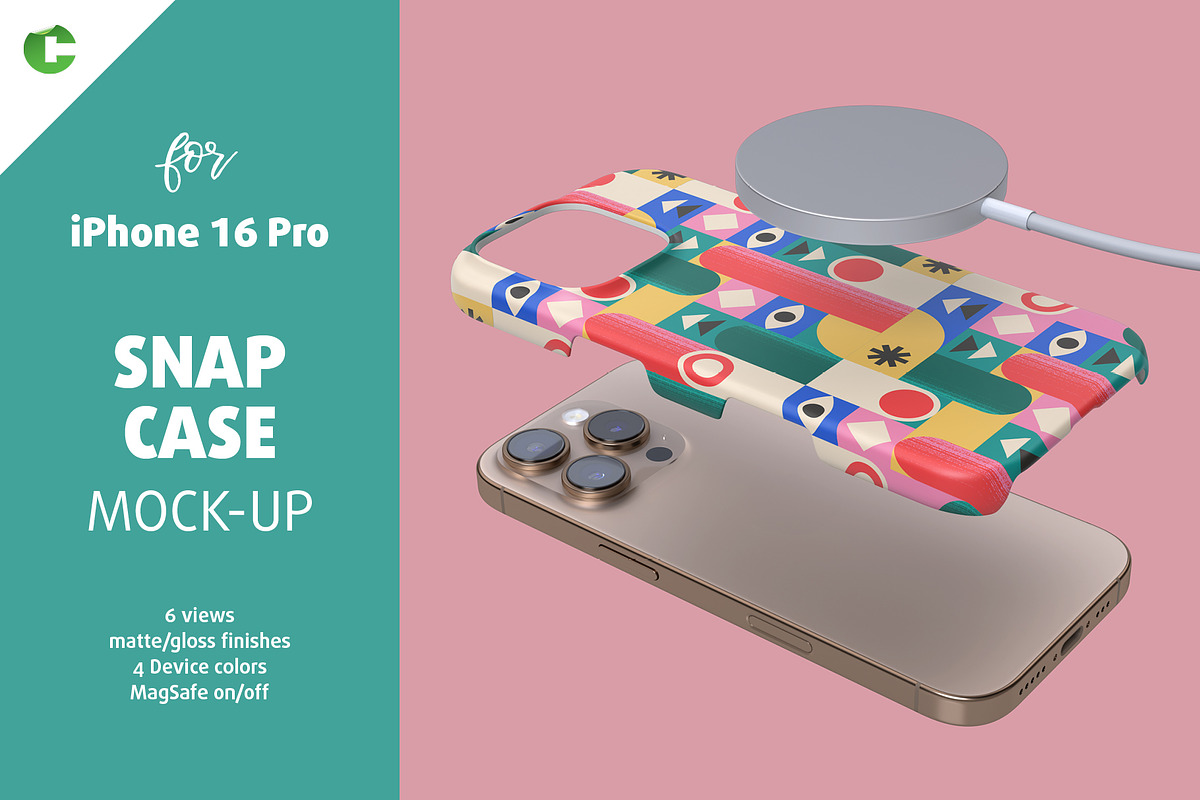 iPhone 16 Pro Snap case Mock-up, an iPhone Mockup by Colatudo Store (Photo 1 of 9)