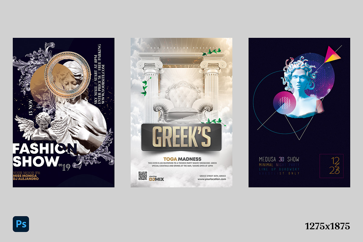 20 Antique Statues Flyer Bundle, a Social Media Template by PopotLane (Photo 4 of 5)