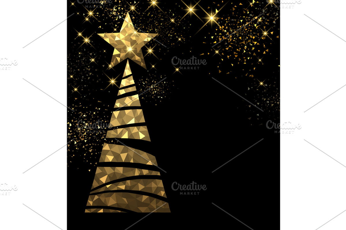Golden Christmas trees set, a Decorative Illustration by Vjom (Photo 11 of 12)