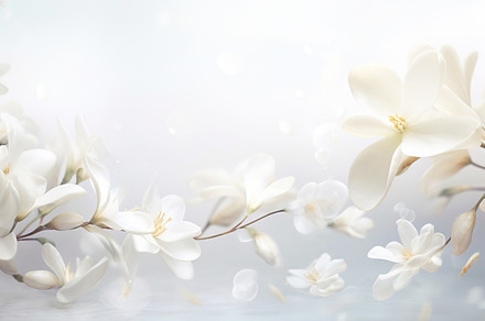 White Jasmine Blossoms Banner, a Background Photo by Iconogenic