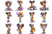 Whimsical Valentine Girl Clipart, an Illustration by DreamArtGraphic (Thumbnail 2 of 4)