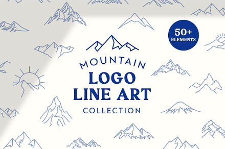 Mountain Logo Line Art Set