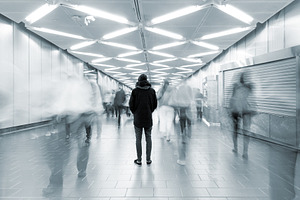 Loneliness concept with motion blur, a Person Photo by BOOCYS