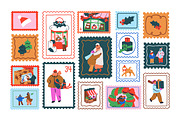 Christmas stamps, post marks set, a Seasonal Illustration by Good Studio (Thumbnail 3 of 6)
