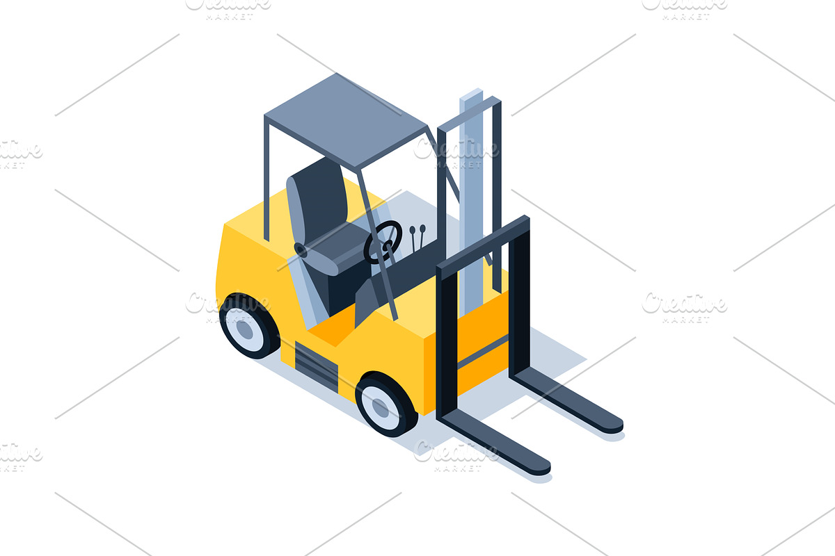 This is an Isometric Forklift, a Transportation Illustration by the8monkey