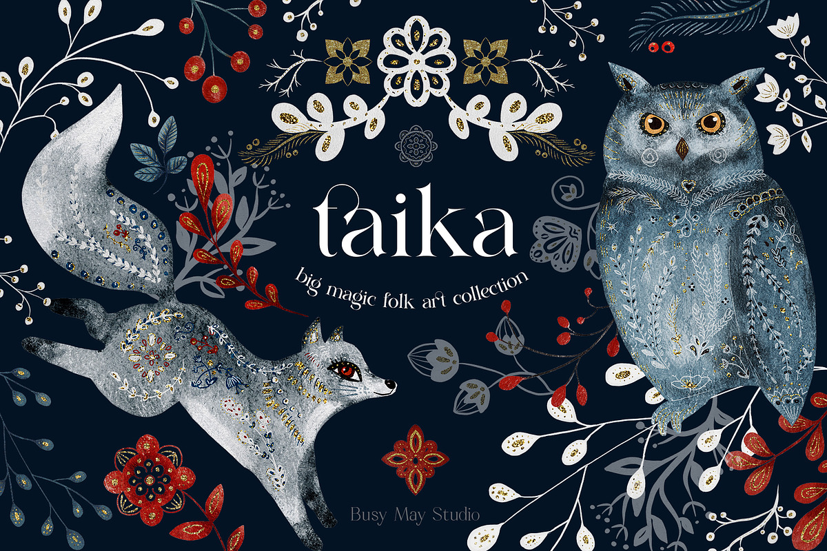 Taika: Big Folk Art Collection, an Animal Illustration by Busy May Studio (Photo 1 of 14)