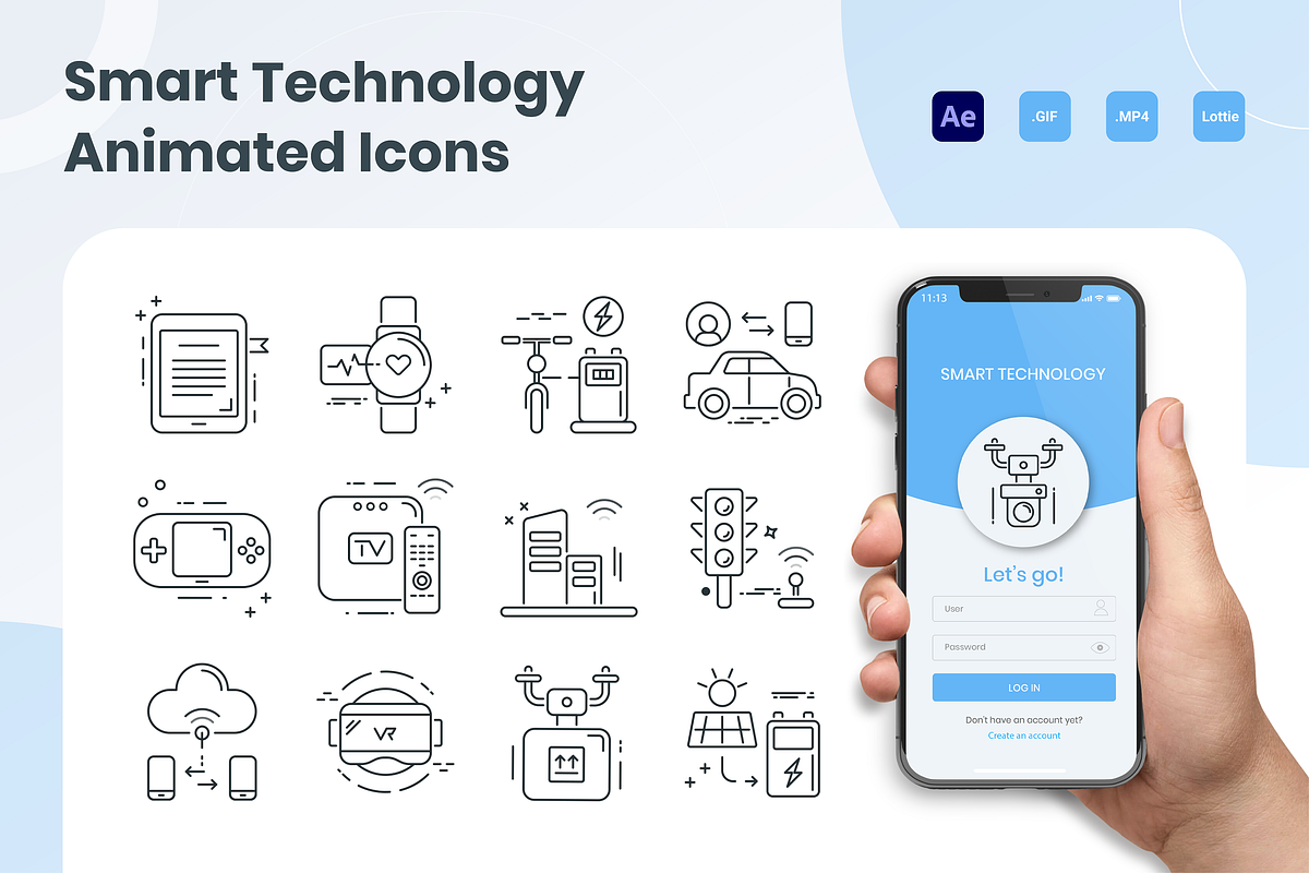 Animated Smart Technology Line Icons, an Icon by Flat Icons