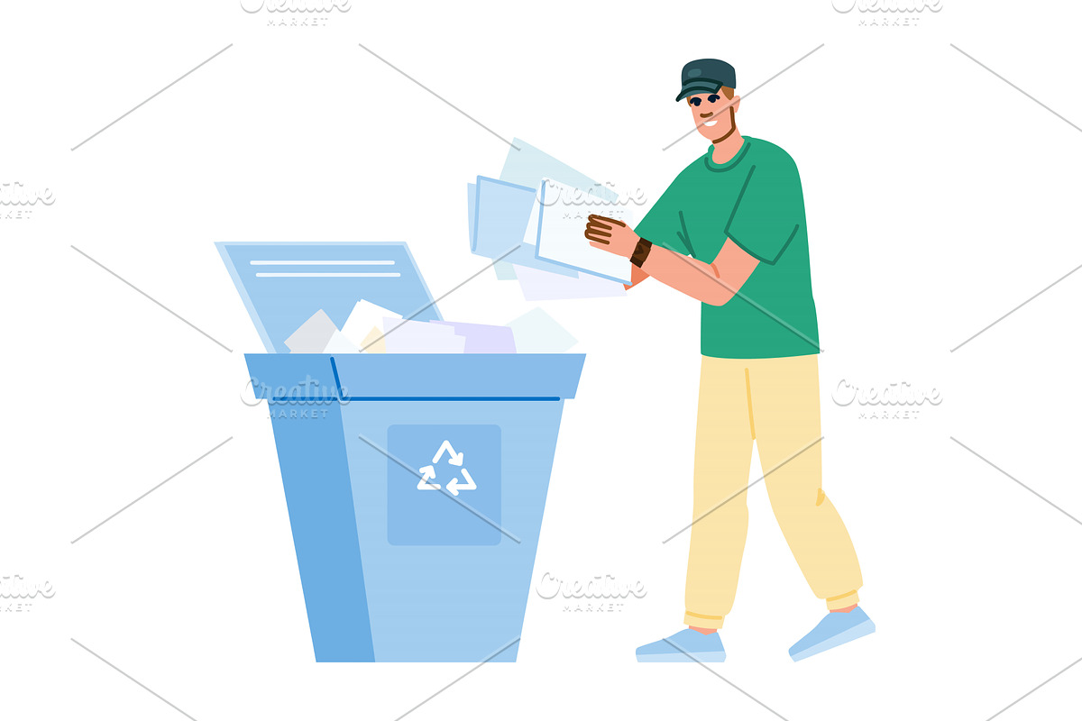 Volunteer putting paper documents in, a Person Illustration by pikepicture