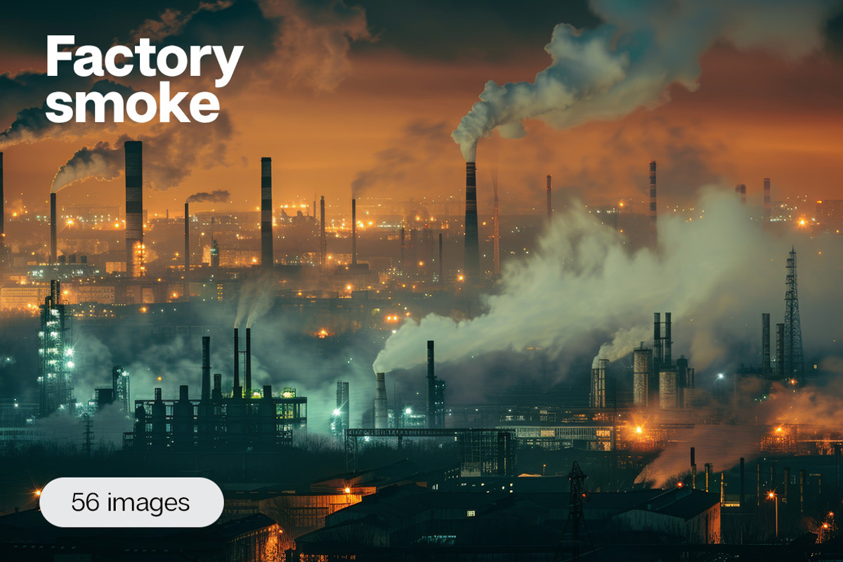 Factory Smoke - 56 images, an Industrial Photo by Handmadefont (Photo 1 of 11)