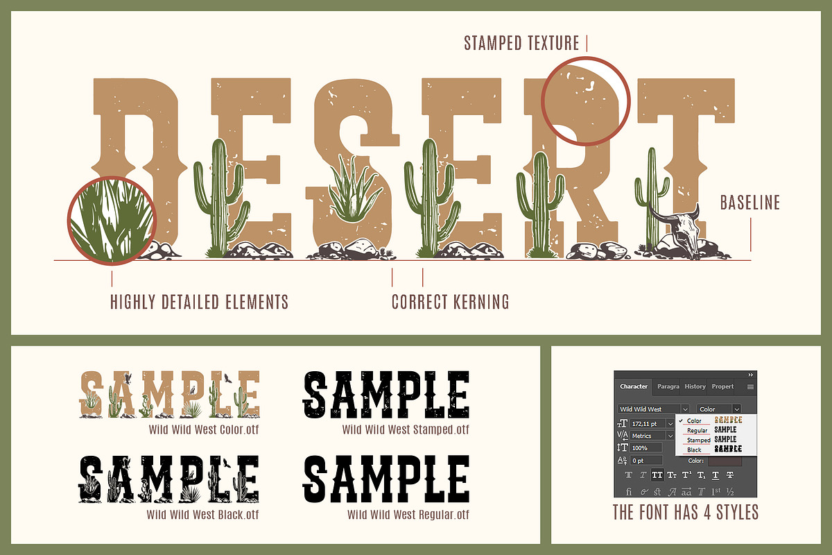 Wild Wild West. Color Font (4styles), a Serif Font by Cosmic Store (Photo 2 of 8)