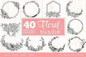 Floral Frames SVG Bundle 40 Designs