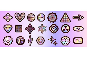 Y2K holographic sticker pack with, an Object Illustration by art PVP - market