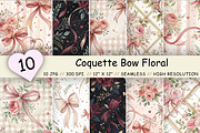 Coquette Bow Floral Digital Paper, a Pattern Graphic by FloridPrintables (Thumbnail 1 of 9)