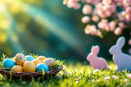 Colored or decorated Easter eggs, a Holiday Photo by Volff