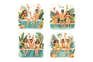Jacuzzi party cartoon vector scenes, a Sport Illustration by Stock-Smart-Start